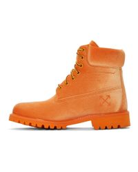 off white timberland orange