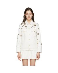 white eyelet denim jacket