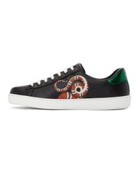 Gucci Leather Black Snake New Ace Sneakers for Men - Lyst