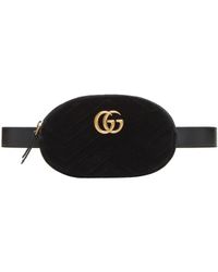 Gucci Black Velvet Gg Marmont Matelassé Belt Bag - Lyst