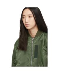 Sacai カーキ プリーツ ボンバー ジャケット Green