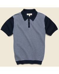 Barque Jacquard Sweater Polo - Blue for men