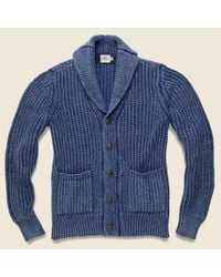 Faherty Brand Blue Shawl Cardigan Sweater - Washed Indigo for men