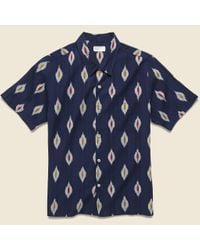 Universal Works Blue Road Shirt - Indigo Ikat for men
