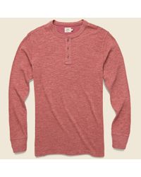 Faherty Brand Pink Slub Cotton Henley - Crimson Heather for men
