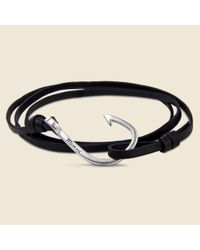 Miansai - Fish Hook Bracelet - Black Leather/silver for Men - Lyst
