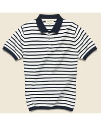 Barque Blue Breton Stripe Sweater Polo - Navy for men