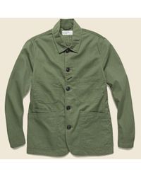 Universal Works Green Bakers Jacket - Light Olive for men