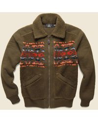 RRL Printed Fleece Jacket - Brown/multi for men