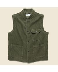 Universal Works Green Cord Battle Waistcoat - Olive for men
