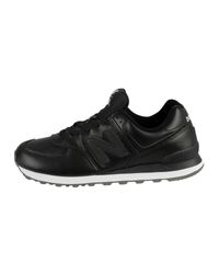 new balance black leather trainers
