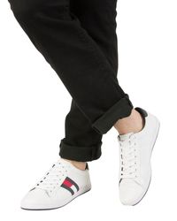 tommy hilfiger white & navy essential flag trainers