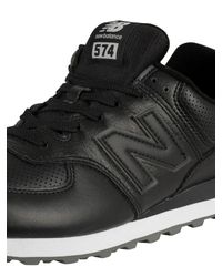New Balance 574 Leather Trainers in Black/White (Black) for Men - Lyst