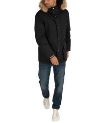 Tommy Hilfiger Fur Hampton Down Parka Jacket in Black for Men | Lyst