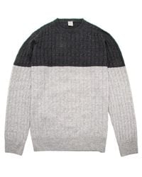 Eleventy Gray Aubergine And Grey Colorblock Knit Sweater