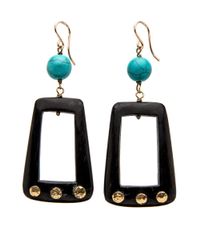 Ashley Pittman - Multicolor Dark Horn With Turquoise Earrings - Lyst