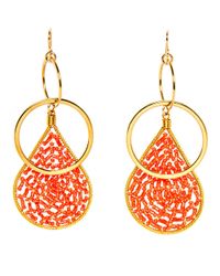 Devon Leigh - Multicolor Coral Crystal Beaded Double Hoop Earrings - Lyst