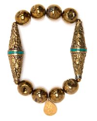 Devon Leigh - Metallic Pyrite Beaded Bracelet With Flourished Bicones - Lyst