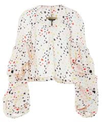 Hellessy Multicolor Louise Buttoned Puff Sleeve Top