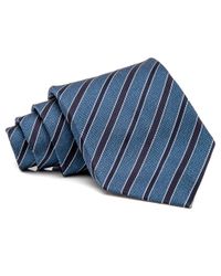 Isaia Navy And Blue Herringbone Stripe Tie for men