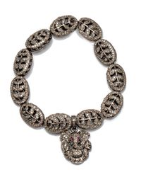 Loree Rodkin - Metallic Diamond Pave Leaf Bead Bracelet - Lyst