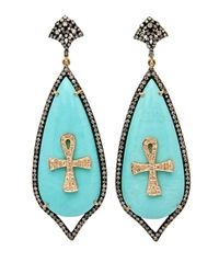Loree Rodkin Blue Medium Teardrop Ankh Earrings