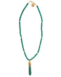 Devon Leigh - Blue Turquoise Beaded Necklace With Malachite Spike - Lyst