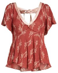 Cinq À Sept Red Whitley Silk Top