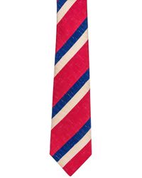 Kiton Black Red Royal Blue And Ivory Stripe Tie for men