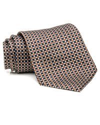 Brioni Brown Tan And Chocolate Geometric Tie for men