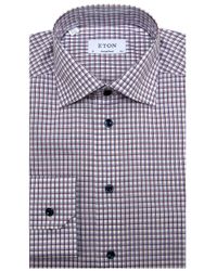 Eton of Sweden Red And Blue Multi Check Dress Shirt for men