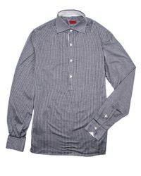 Isaia - Gray Grey Striped Jersey Knit Dress Shirt for Men - Lyst