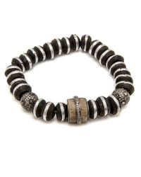 Loree Rodkin Black Striped Wood And Bone Bead Bracelet