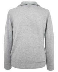 Eleventy Gray Light Grey Ribbed Knit Hooded Sweatshirt