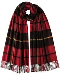 Johnstons Black Wallace Tartan Oversized Classic Cashmere Scarf for men