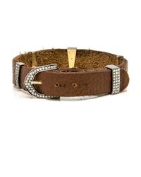 Loree Rodkin Brown Leather With Diamond Buckle Bracelet for men