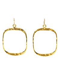 Devon Leigh - Metallic Hammered Gold Square Drop Hoop Earrings - Lyst