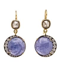 Sylva & Cie Multicolor Diamond And Tanzanite Drop Earrings