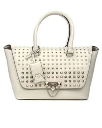 Valentino White Ivory Spike Demilune Double Handle Bag