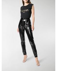 balmain vinyl pants