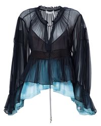 Chloé | Blue Chiffon Tiered Ruffle Top | Lyst
