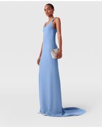 ワンピース Stella McCartney CRYSTAL STRAP LONG DRESS Stella McCartney Crystal Cage Halterneck Maxi Dress in White