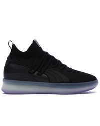 puma clyde court black electric purple
