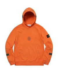 Supreme Stone Island Hooded Sweatshirt Orange for Men - Lyst