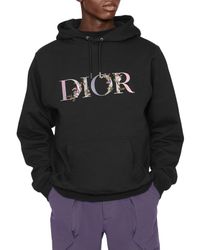 FELPA CON CAPPUCCIO DIOR FLOWERS OVERSIZE da Uomo di Dior in Nero | Lyst