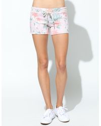 Sundry Blue Tropical Floral Cutoff Shorts