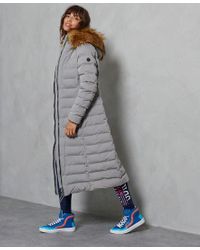 superdry arctic long puffer coat black