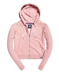Superdry Pink Ivy Broidery Zip Hoodie