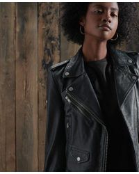 superdry black leather jacket