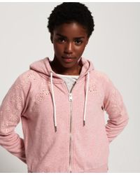 Superdry Pink Ivy Broidery Zip Hoodie